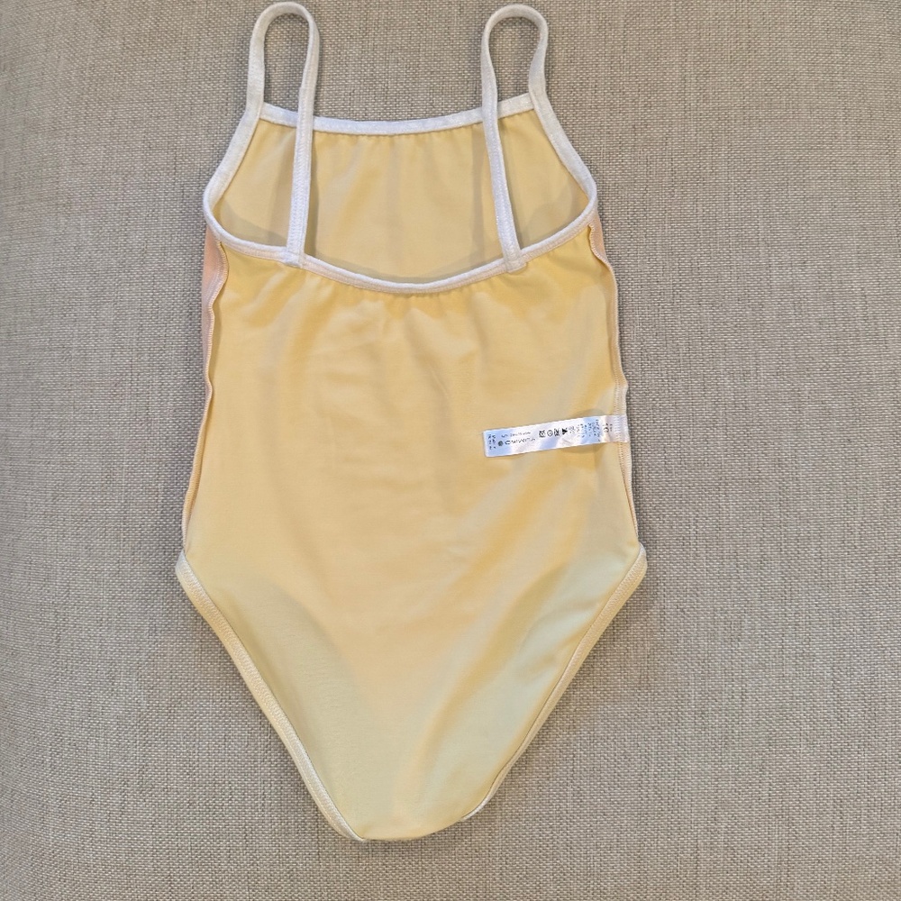 Yumiko Leotard Marisa Yellow w/ White Velvet Trim - Size Kids 10 - Picture 2 of 3